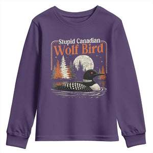 Stupid Canadian Wolf Bird Youth Sweatshirt Retro LGBT Hockey Fan Romance TS10 Purple Print Your Wear
