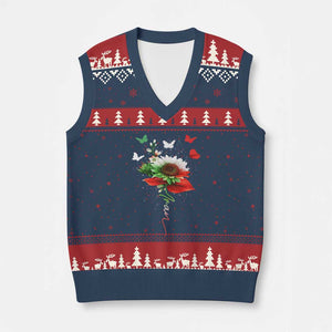 Iran V-Neck Knit Sweater Vest Free Iran Protest Sunflower Flag TS10 Navy Red Print Your Wear