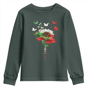 Iran Youth Sweatshirt Free Iran Protest Sunflower Flag TS10 Dark Forest Green Print Your Wear