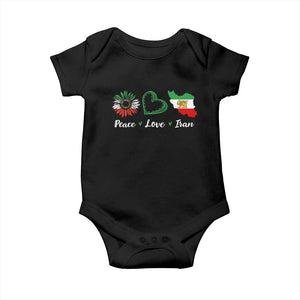 Peace Love Iran Baby Onesie Sunflower Flag TS10 Black Print Your Wear