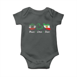 Peace Love Iran Baby Onesie Sunflower Flag TS10 Dark Heather Print Your Wear