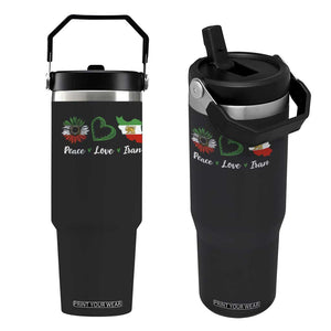 Peace Love Iran Flip Straw Tumbler Sunflower Flag TS10 One Size: 30 oz Black Print Your Wear