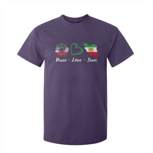 Peace Love Iran T Shirt For Kid Sunflower Flag TS10 Purple Print Your Wear