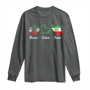Peace Love Iran Long Sleeve Shirt Sunflower Flag TS10 Dark Heather Print Your Wear