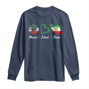 Peace Love Iran Long Sleeve Shirt Sunflower Flag TS10 Navy Print Your Wear