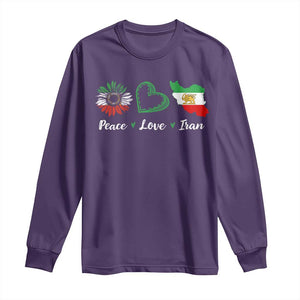 Peace Love Iran Long Sleeve Shirt Sunflower Flag TS10 Purple Print Your Wear