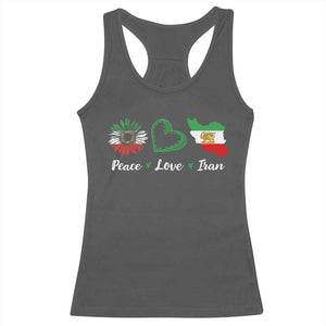 Peace Love Iran Racerback Tank Top Sunflower Flag TS10 Dark Heather Print Your Wear