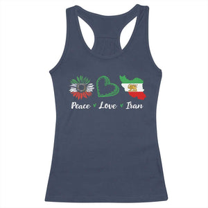 Peace Love Iran Racerback Tank Top Sunflower Flag TS10 Navy Print Your Wear