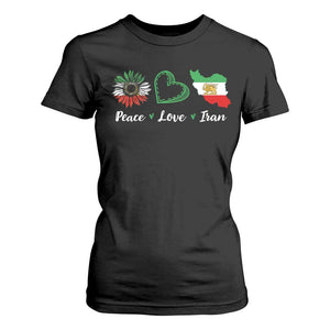 Peace Love Iran T Shirt For Women Sunflower Flag TS10 Black Print Your Wear