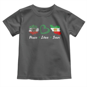 Peace Love Iran Toddler T Shirt Sunflower Flag TS10 Dark Heather Print Your Wear