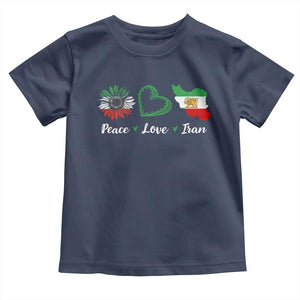 Peace Love Iran Toddler T Shirt Sunflower Flag TS10 Navy Print Your Wear