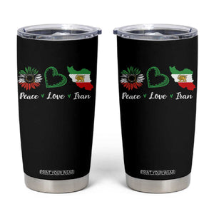 Peace Love Iran Tumbler Cup Sunflower Flag TS10 Black Print Your Wear