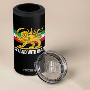 I Stand With Iran 4 in 1 Can Cooler Tumbler Shir o Khorshid Lion And Sun Iran Persia TS10 Print Your Wear