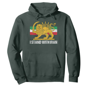 I Stand With Iran Hoodie Shir o Khorshid Lion And Sun Iran Persia TS10 Dark Forest Green Print Your Wear