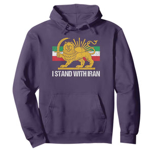 I Stand With Iran Hoodie Shir o Khorshid Lion And Sun Iran Persia TS10 Purple Print Your Wear