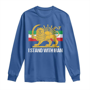 I Stand With Iran Long Sleeve Shirt Shir o Khorshid Lion And Sun Iran Persia TS10 Royal Blue Print Your Wear