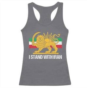 I Stand With Iran Racerback Tank Top Shir o Khorshid Lion And Sun Iran Persia TS10 Charcoal Print Your Wear