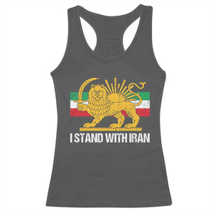 I Stand With Iran Racerback Tank Top Shir o Khorshid Lion And Sun Iran Persia TS10 Dark Heather Print Your Wear