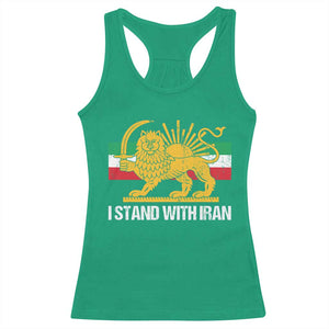 I Stand With Iran Racerback Tank Top Shir o Khorshid Lion And Sun Iran Persia TS10 Irish Green Print Your Wear