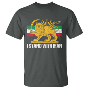 I Stand With Iran T Shirt Shir o Khorshid Lion And Sun Iran Persia TS10 Dark Heather Print Your Wear