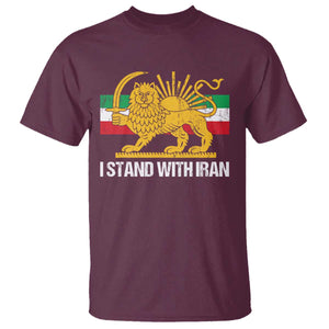 I Stand With Iran T Shirt Shir o Khorshid Lion And Sun Iran Persia TS10 Maroon Print Your Wear