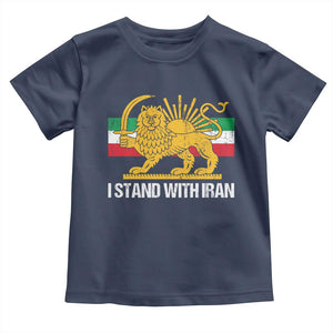 I Stand With Iran Toddler T Shirt Shir o Khorshid Lion And Sun Iran Persia TS10 Navy Print Your Wear