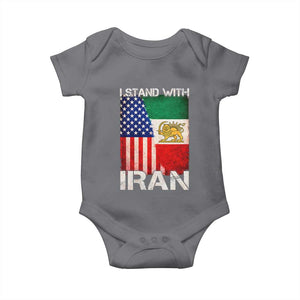 I Stand With Iran Baby Onesie Persian American Flag USA Persia Lion And Sun Iran TS10 Charcoal Print Your Wear