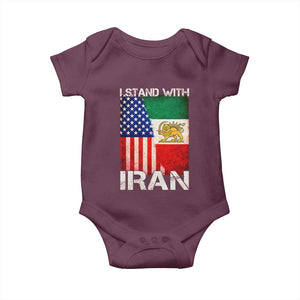 I Stand With Iran Baby Onesie Persian American Flag USA Persia Lion And Sun Iran TS10 Maroon Print Your Wear