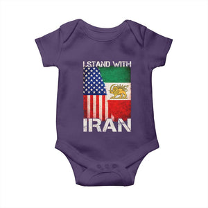 I Stand With Iran Baby Onesie Persian American Flag USA Persia Lion And Sun Iran TS10 Purple Print Your Wear
