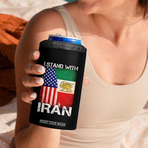 I Stand With Iran 4 in 1 Can Cooler Tumbler Persian American Flag USA Persia Lion And Sun Iran TS10 Print Your Wear