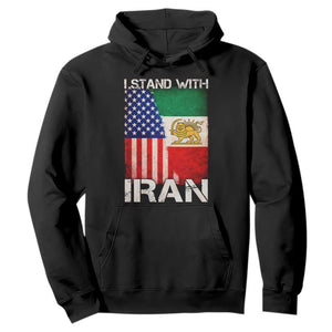 I Stand With Iran Hoodie Persian American Flag USA Persia Lion And Sun Iran TS10 Black Print Your Wear