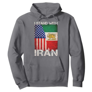 I Stand With Iran Hoodie Persian American Flag USA Persia Lion And Sun Iran TS10 Charcoal Print Your Wear