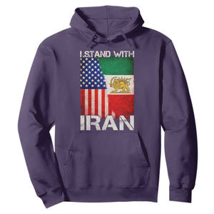 I Stand With Iran Hoodie Persian American Flag USA Persia Lion And Sun Iran TS10 Purple Print Your Wear