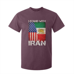 I Stand With Iran T Shirt For Kid Persian American Flag USA Persia Lion And Sun Iran TS10 Maroon Print Your Wear