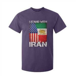 I Stand With Iran T Shirt For Kid Persian American Flag USA Persia Lion And Sun Iran TS10 Purple Print Your Wear
