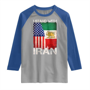 I Stand With Iran Raglan Shirt Persian American Flag USA Persia Lion And Sun Iran TS10 Sport Gray Royal Print Your Wear