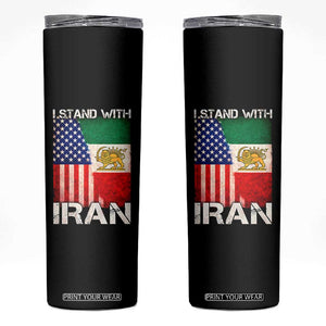 I Stand With Iran Skinny Tumbler Persian American Flag USA Persia Lion And Sun Iran TS10 Black Print Your Wear