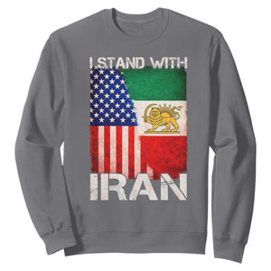 I Stand With Iran Sweatshirt Persian American Flag USA Persia Lion And Sun Iran TS10 Charcoal Print Your Wear