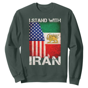 I Stand With Iran Sweatshirt Persian American Flag USA Persia Lion And Sun Iran TS10 Dark Forest Green Print Your Wear