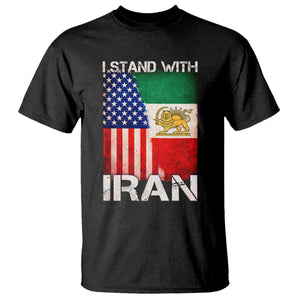 I Stand With Iran T Shirt - Persian American Flag USA Persia Lion And Sun Solidarity Tee TS10 Black Print Your Wear