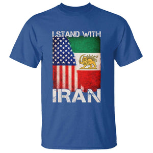I Stand With Iran T Shirt - Persian American Flag USA Persia Lion And Sun Solidarity Tee TS10 Royal Blue Print Your Wear