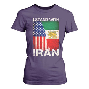 I Stand With Iran T Shirt For Women Persian American Flag USA Persia Lion And Sun Iran TS10 Purple Print Your Wear