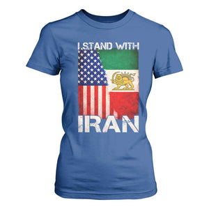 I Stand With Iran T Shirt For Women Persian American Flag USA Persia Lion And Sun Iran TS10 Royal Blue Print Your Wear