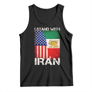 I Stand With Iran Tank Top Persian American Flag USA Persia Lion And Sun Iran TS10 Black Print Your Wear