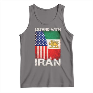 I Stand With Iran Tank Top Persian American Flag USA Persia Lion And Sun Iran TS10 Deep Heather Print Your Wear