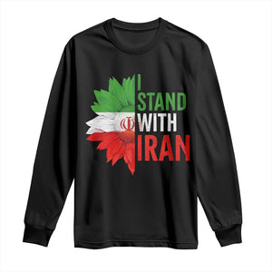 Sunflower Iran Flag Long Sleeve Shirt Persian Freedom I Stand With Iran TS10 Black Print Your Wear