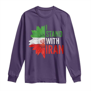 Sunflower Iran Flag Long Sleeve Shirt Persian Freedom I Stand With Iran TS10 Purple Print Your Wear