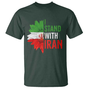 Sunflower Iran Flag T Shirt Persian Freedom I Stand With Iran TS10 Dark Forest Green Print Your Wear
