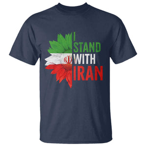 Sunflower Iran Flag T Shirt Persian Freedom I Stand With Iran TS10 Navy Print Your Wear