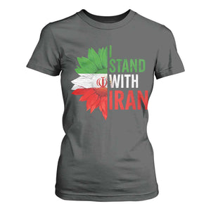 Sunflower Iran Flag T Shirt For Women Persian Freedom I Stand With Iran TS10 Dark Heather Print Your Wear